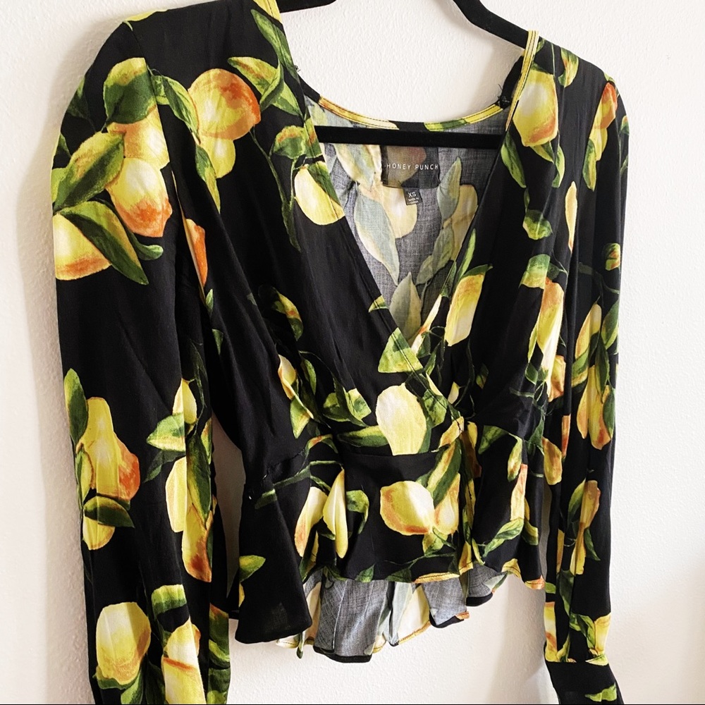 Honey Punch • Lemon Print Blouse - Picture 3 of 4